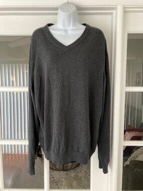 Report Collection Men's Charcoal Gray V Neck Sweater XX Large